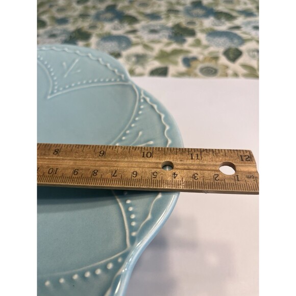 Maioliche Jessica Italy Ceramic Cake Stand Blue Scalloped Pedestal 10.75” - Picture 5 of 15